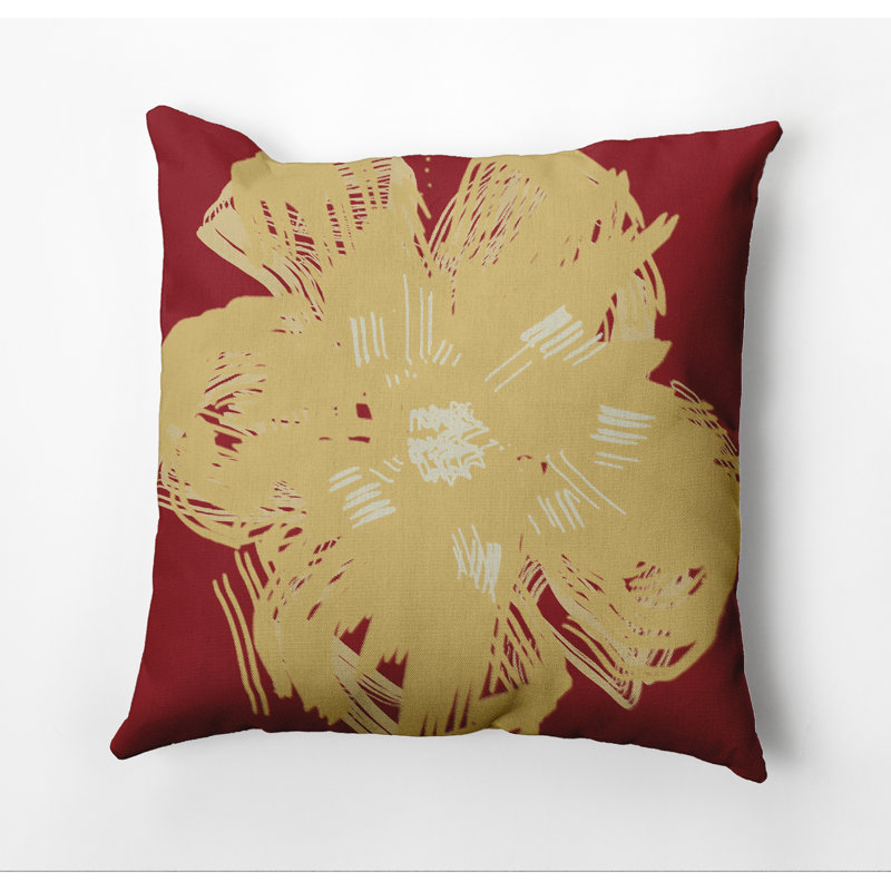 Floral Outdoor Reversible Throw Pillow, Red/Yellow