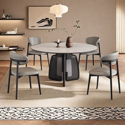 Light luxury French sintered stone round table