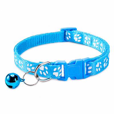 Breakaway Cat Collar with AirTag Holder & Bell – 0.4" Wide Adjustable PP Webbing Pet Collar with Paw Print, Safety Buckle & D-Ring, for Cats & Small Dogs (7.5–12.6", 10 Colors)