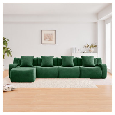 Canapé modulaire en tissu avec repose-pieds Teddy