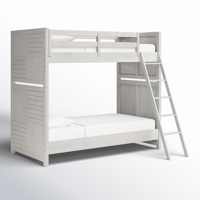 Lit superposé simple en bois massif Seychelles, Blanc