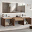 Meuble-lavabo double 72 po avec lavabo à maquillage, lavabo en céramique et conception sans poignée 72 po-126172216-132951304