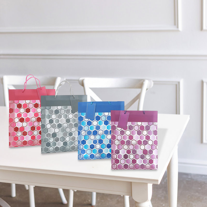 Ensemble de 12 sacs-cadeaux à paillettes assortis