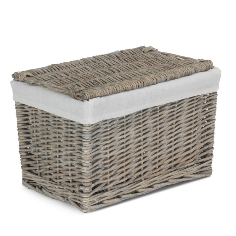 Wicker Laundry Basket, Grey, Small (24 cm x 36 cm x 24 cm)