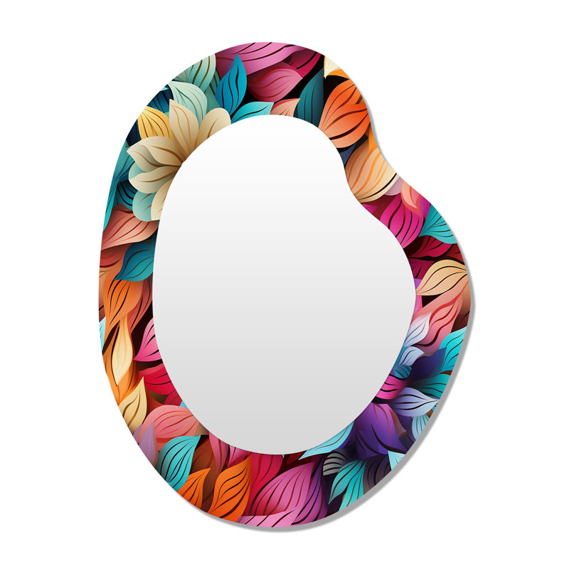 Mandala éclectique, motif boho I - motif cachemire en métal - miroir mural moderne et irrégulier