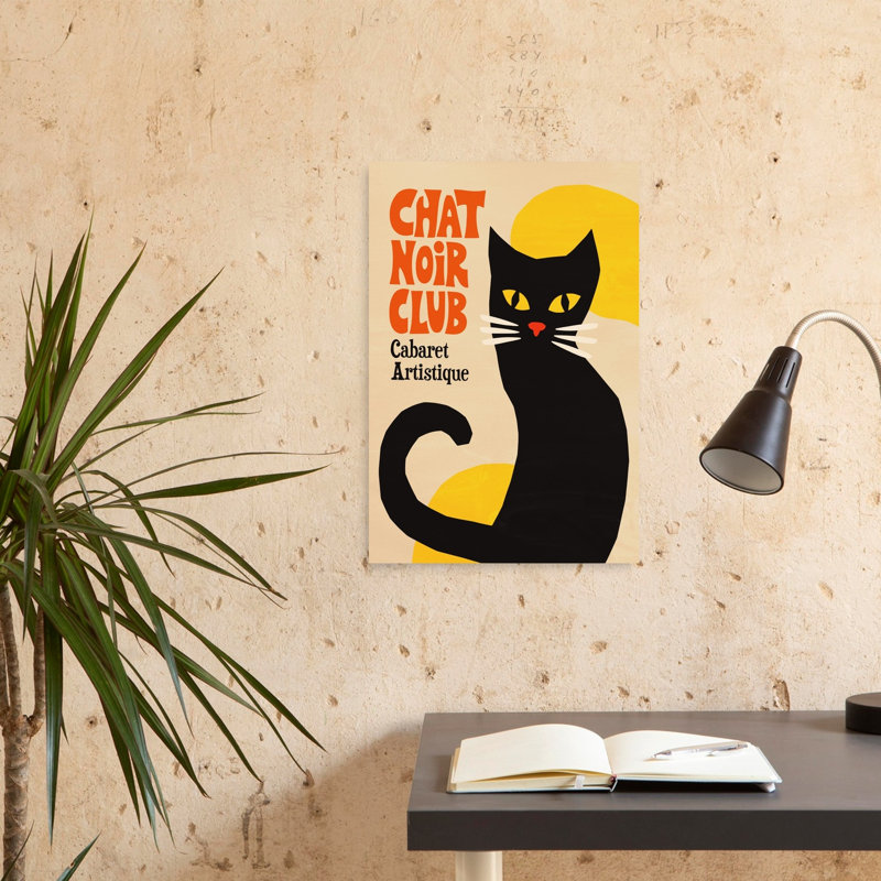 «Black Cat Cabaret Club», reproduction d'art rétro d'un chat noir, H 24 po x l 16 po