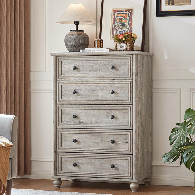 Ensemble de chambre à coucher de ferme 4 pièces avec commode 6 tiroirs, commode 5 tiroirs et 2 tables de chevet, ensemble de rangement en bois avec stations de charge et colonne romaine