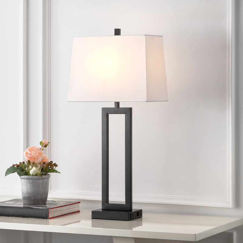 28.5 Metal Single Table Lamp, Black, White