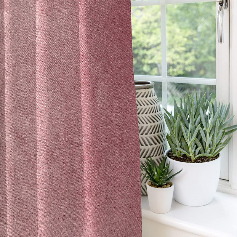 Delavega Blackout Curtains / Drapes Pair, Width 228 x Drop 137cm, Rose Pink
