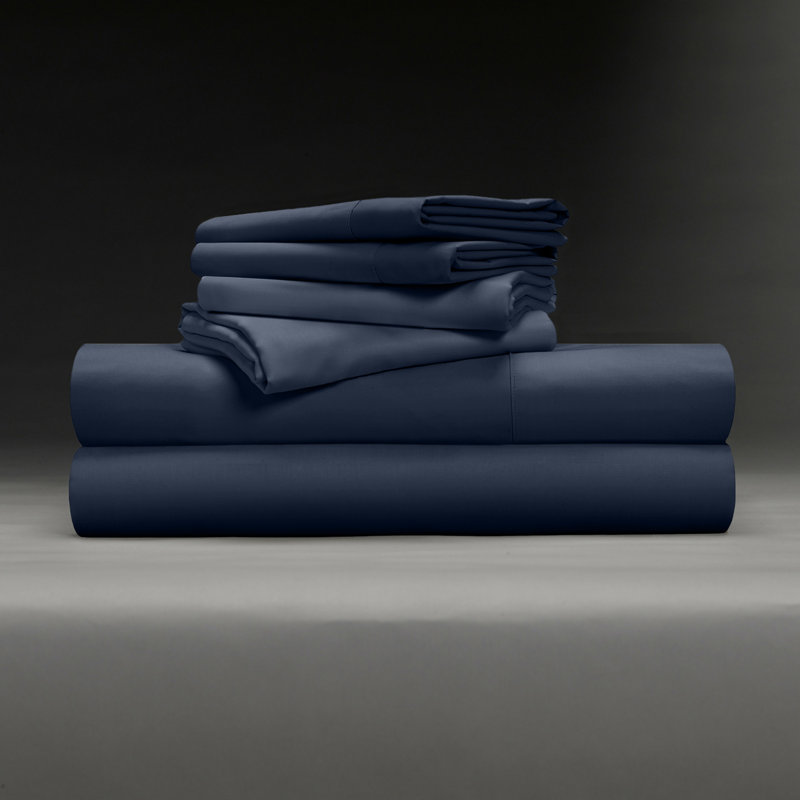 Cotton Baffle Box Stitch Comforter, Dark Navy, Queen Comforter + 9 Additional Pieces