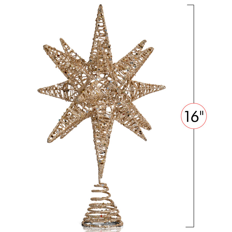 Décoration pour sommet de sapin étoile argentée, Or