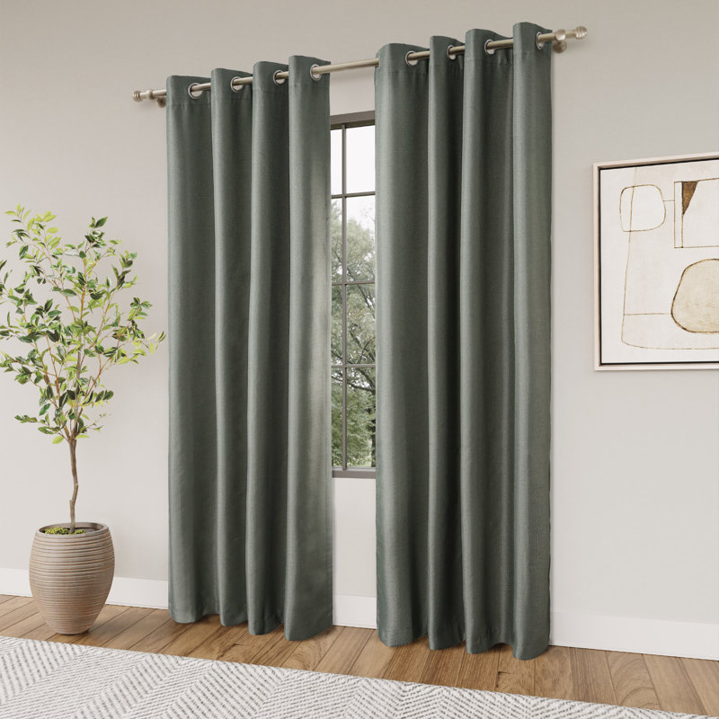 Paire de rideaux 100% occultant avec œillets Landolfo, L 52 po x L 96 po, Olive