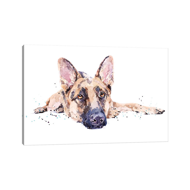 German Shepherd II - Painting on Canvas, Wrapped Canvas, 30.48 cm H x 45.72 cm W