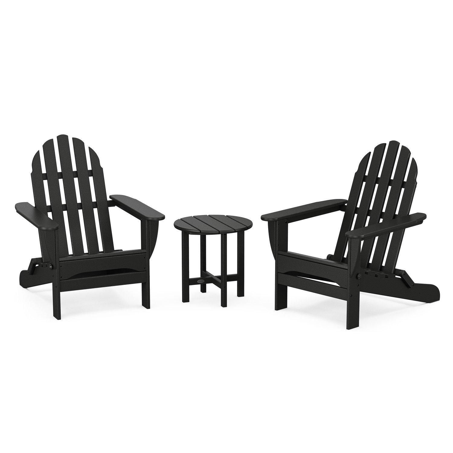 POLYWOOD® Classic Adirondack 2-Person Patio Seating Group, Black