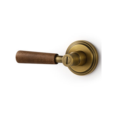 MRML Door Handle Antique Brass Retro Keyless Privacy Wood Door Lever, Used for Bedroom Bathroom Room, Interior DoorHandle, Metal, Wooden, Zinc Alloy Handle Lever
