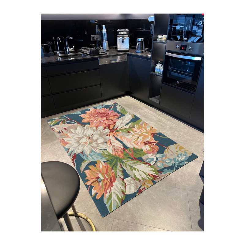 Tapis tissé à motif floral de couleur pastel, Rectangle 4 pi 7,12 po x 6 pi 6,74 po
