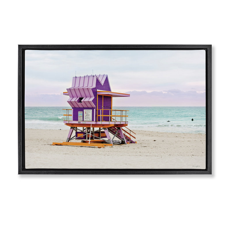 Cadre flottant mauve, sauveteur, par Seven Trees Design, Cadre flottant noir de jais, H 17 po x l 25 po