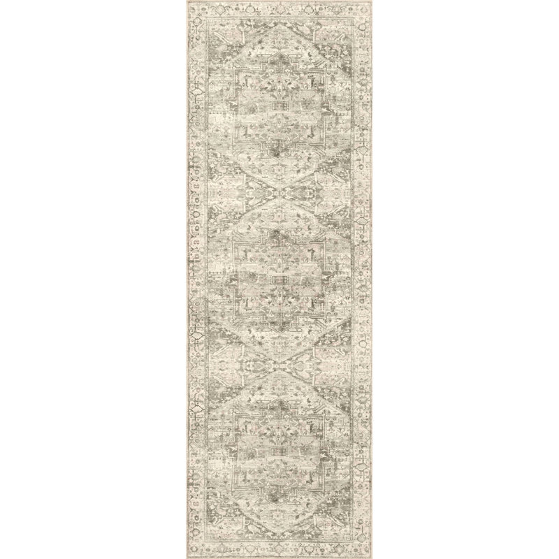 Brielle SpinClean Machine Washable Vintage Medallion Area Rug, Runner 2'6" x 10'