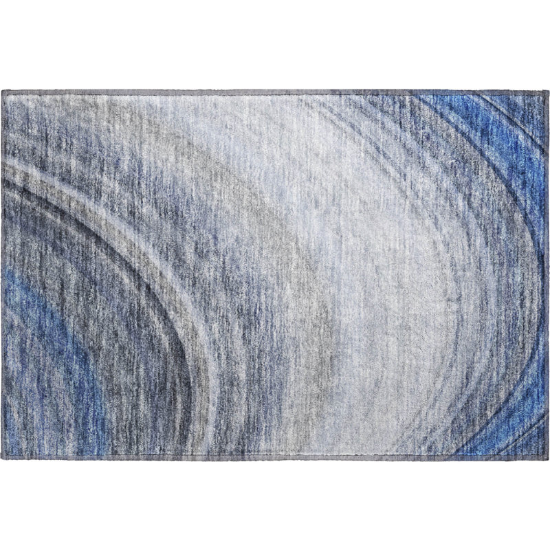 Premium Machine Washable Cerrito AMF584 Blue Rug, Rectangle 1'8" x 2'6"