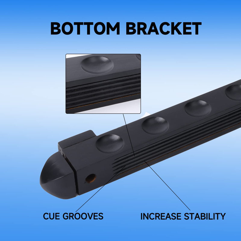 Black and Oak 2-Piece Wall Mounted Pool Cue Rack