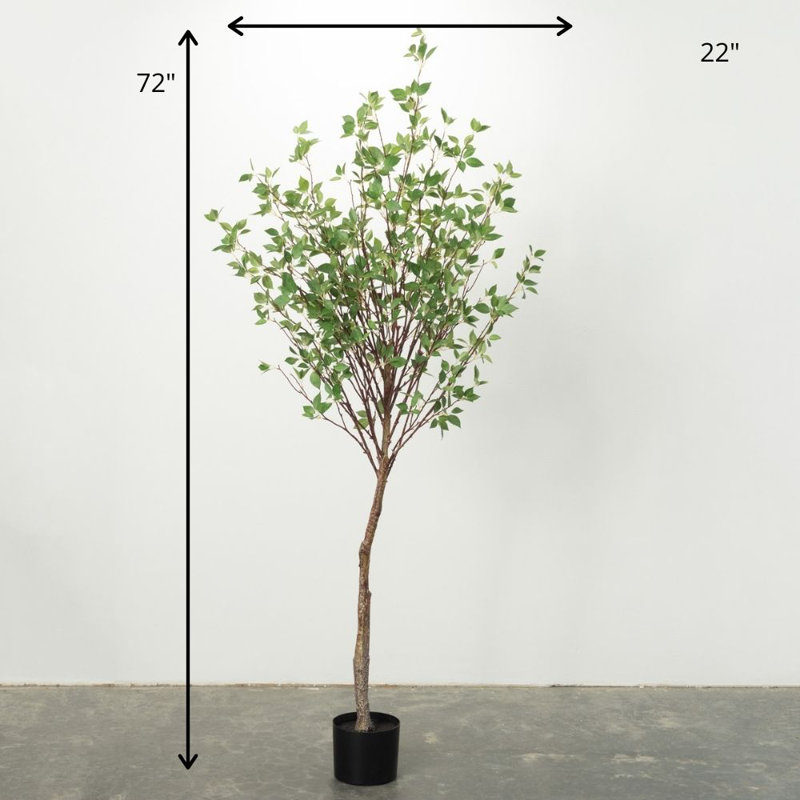 Quiller 72'' Faux Mountain Leaf Tree in Planter