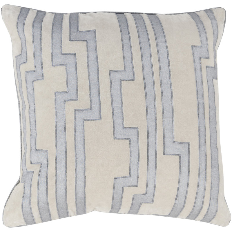 Geometric Linen Throw Pillow, 18'' x 18'', Light Gray, Polyester