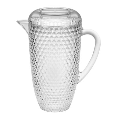 Pichet à eau 2,5 pintes avec couvercle, pichet en plastique incassable à coupe diamant, pichet à boisson, pichet à jus sans bpa