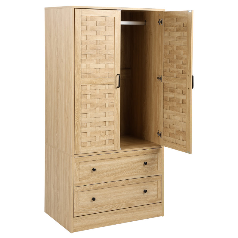 Armoire en bois manufacturé Romond, Naturel