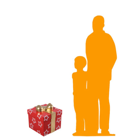 Statue Naquan petit cadeau rouge avec étoiles