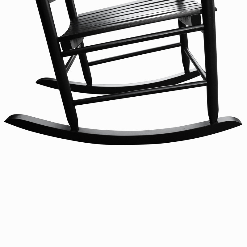 Chaise berçante en bois, sans tapis, Noir