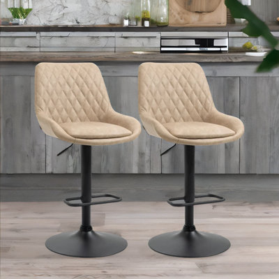 Abriel Height Adjustable Swivel Bar Stool With Back & Footrest Barstool Kitchen Dining