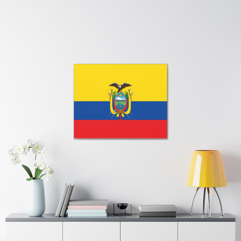 Équateur, drapeau de campagne sur toile, art mural vif sans cadre, H 24 po x l 30 po