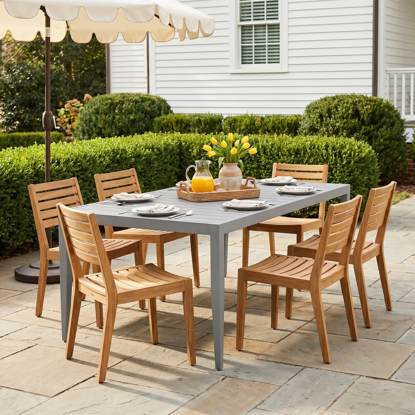 Whitman Outdoor Dining Table, Gray