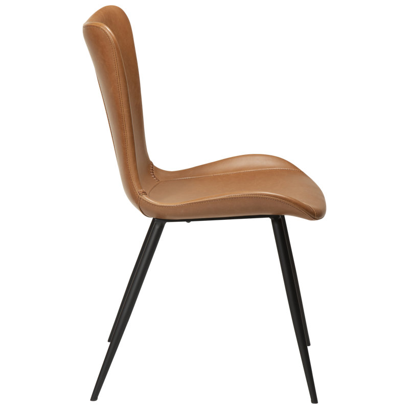47cm H Polyester Blend Upholstered Side Chair, Black, Light Brown