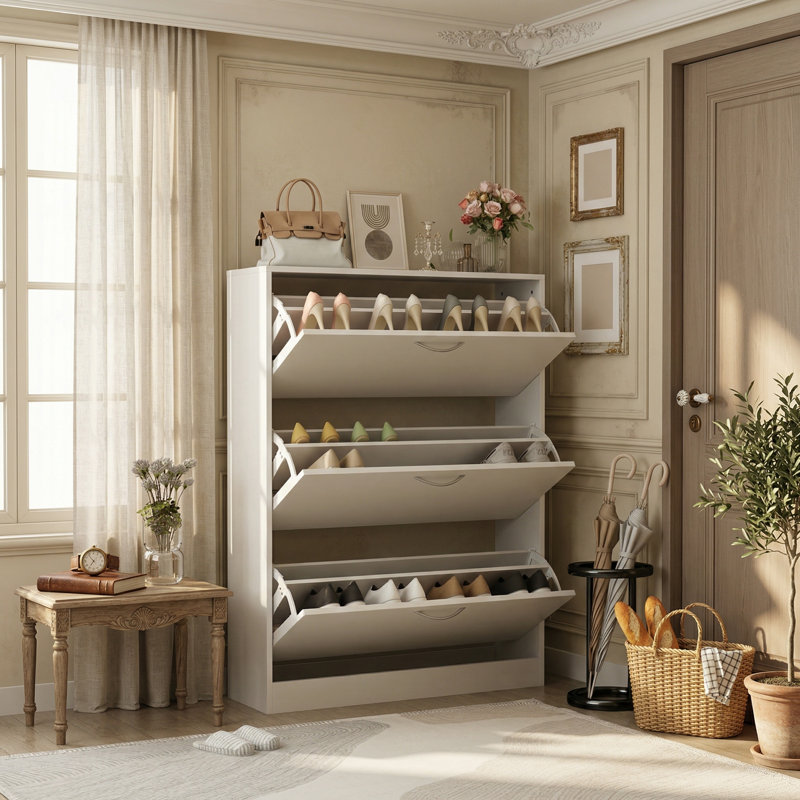Armoire de rangement pour chaussures 47,2 po H 18 paires, Blanc