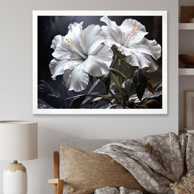 Fleurs d'hibiscus illuminées par Moonlig - salon d'art mural hibiscus