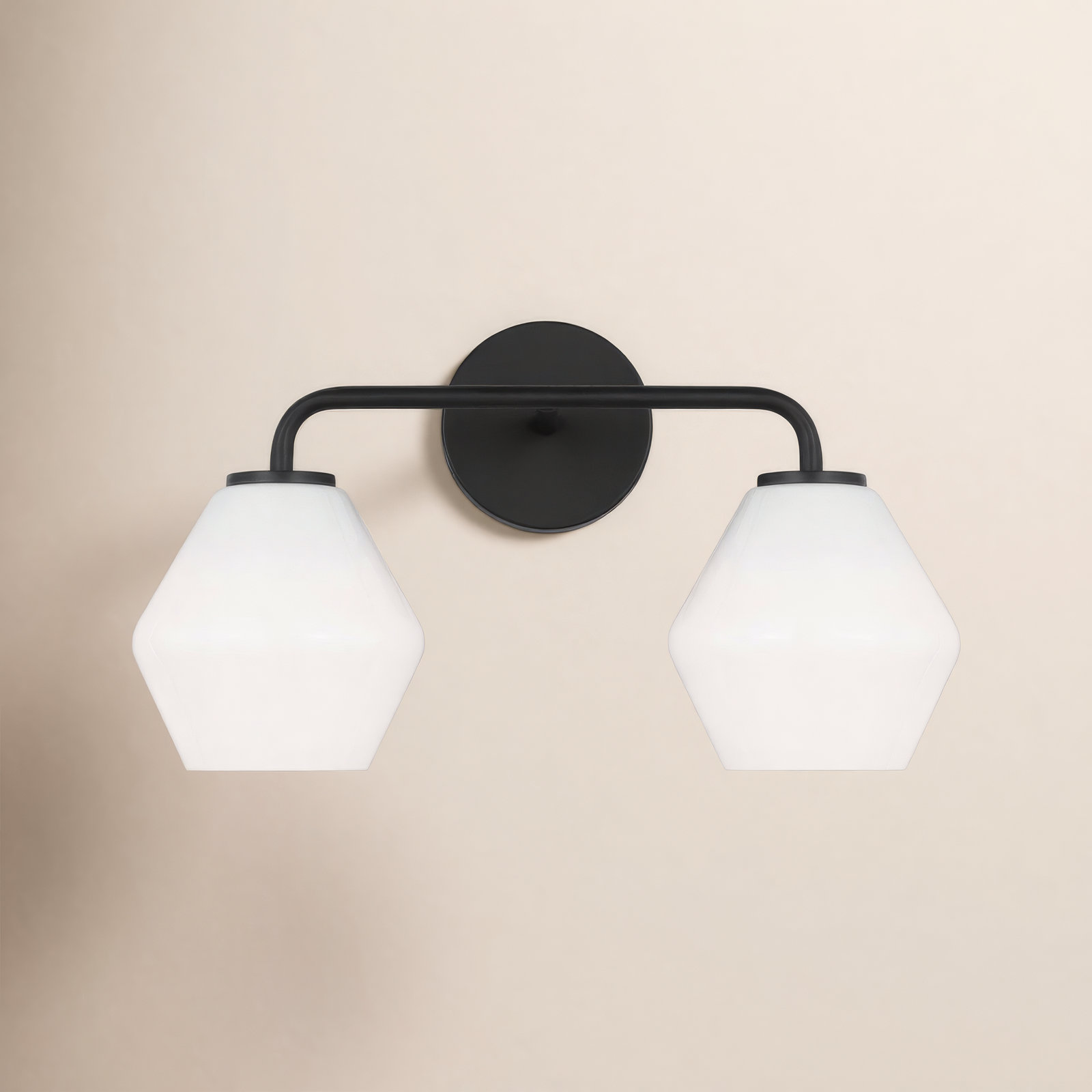 Rooks 2-Light Dimmable Vanity Light, Midnight Black, White