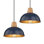 1 luminaire suspendu avec abat-jour en métal martelé bleu clair (ensemble de 2)