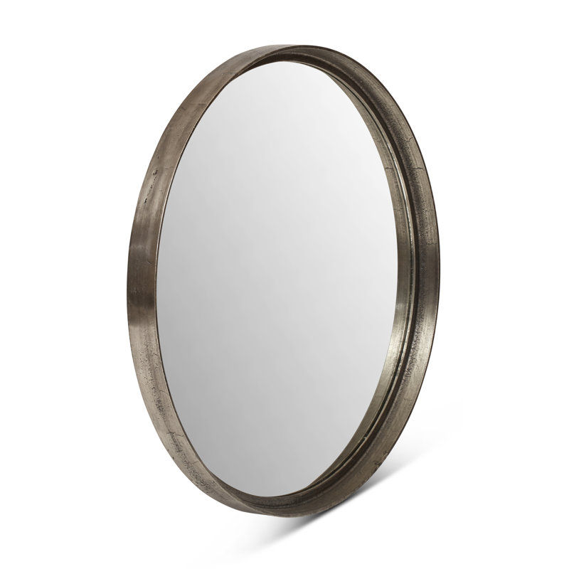 Samar Round Accent Mirror, Vintage Silver, 39" H x 39" W