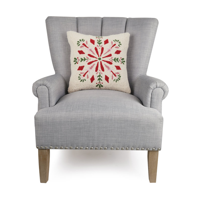 Festive Folk Snowflake Wool Hook Holiday Pillow