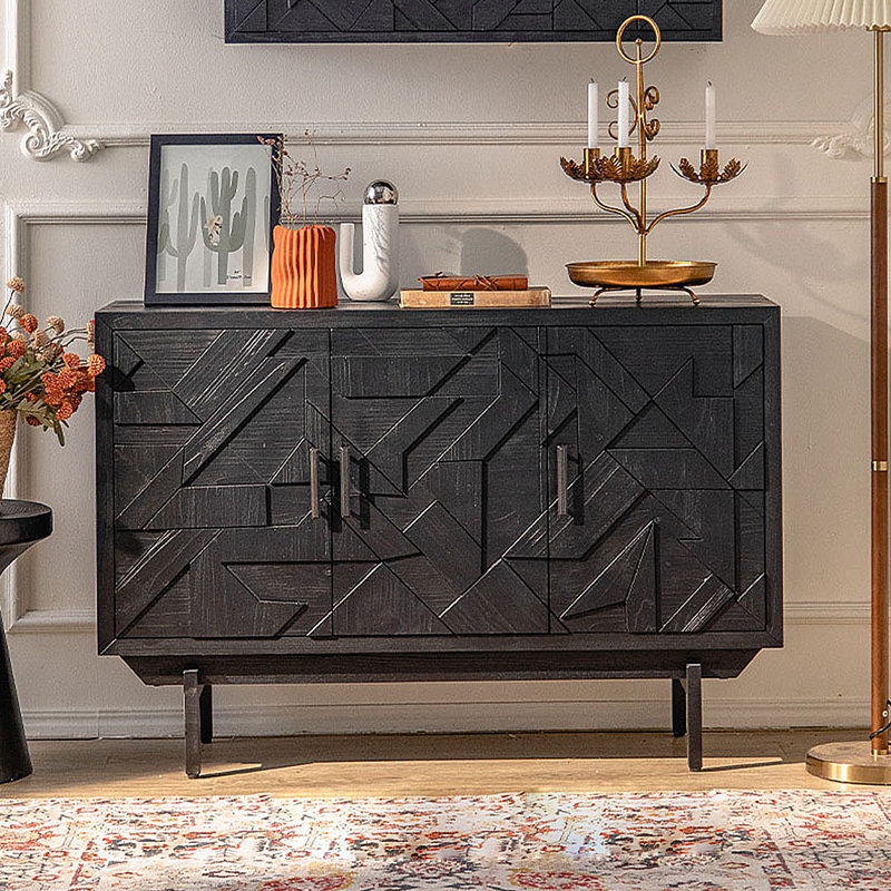 Black Vintage Storage Sideboard Shoe Cabinet