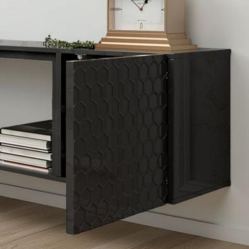 Meuble télé flottant mural - console multimédia moderne avec rangement caché et capacité de 220 lb