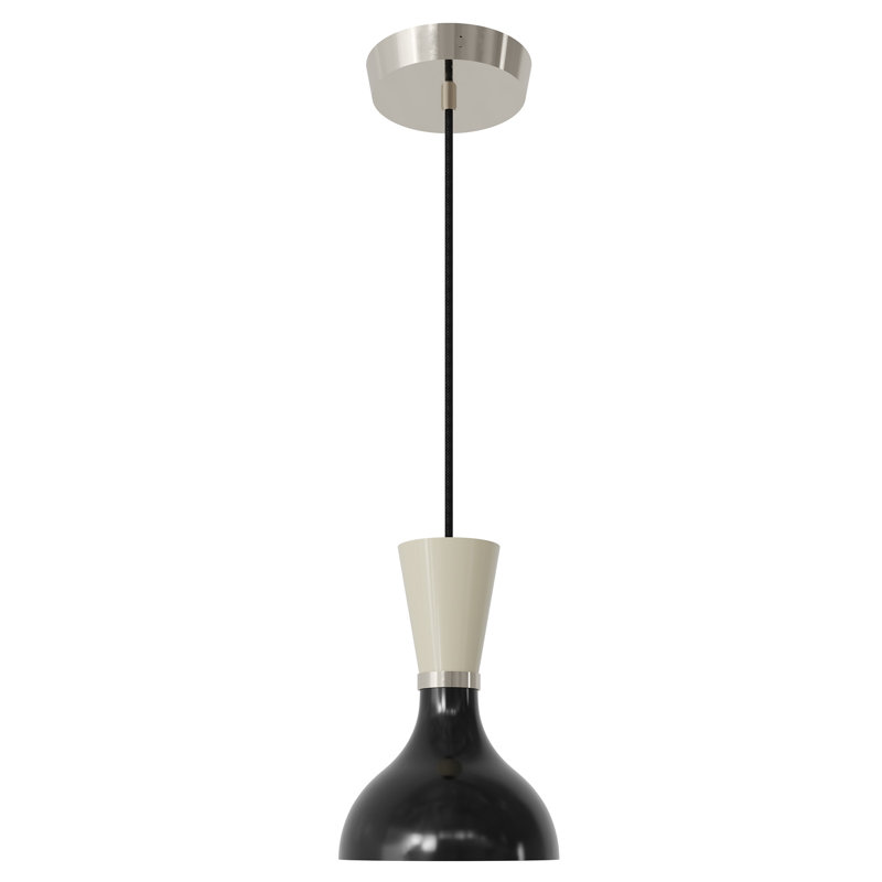 Clare 1 - Light Pendant, Polished Nickel, Obsidian/Bone