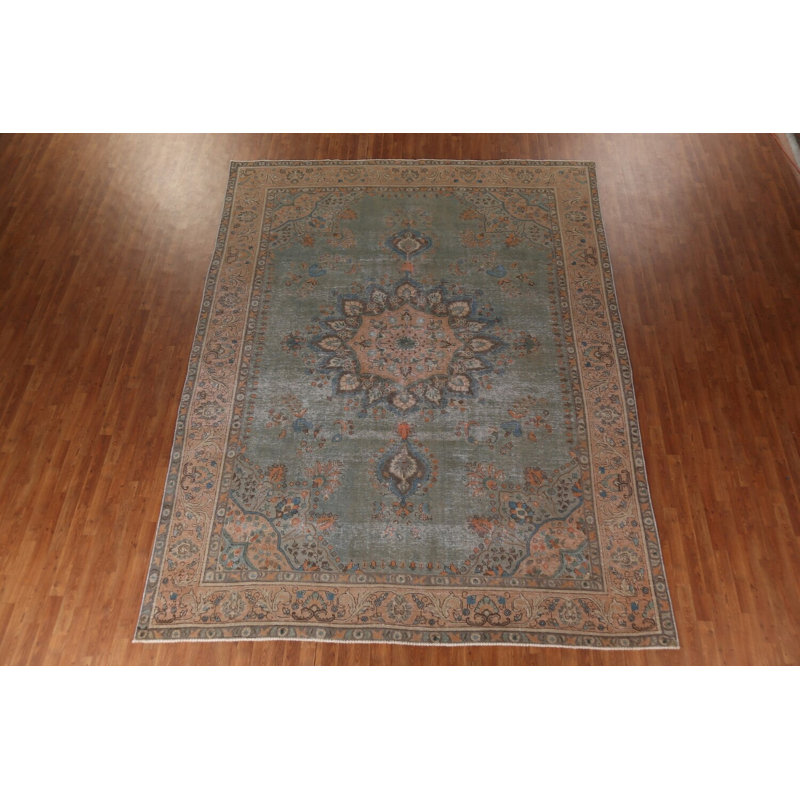 Tapis traditionnel rétro vert 10 x 13