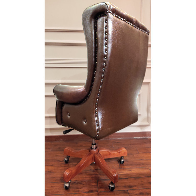 Ageet Genuine Leather Executive Chair with Headrest, Brown