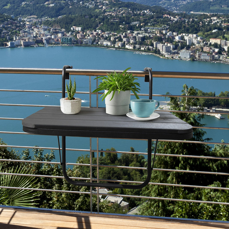 Table de balcon pliante Burgel, Noir