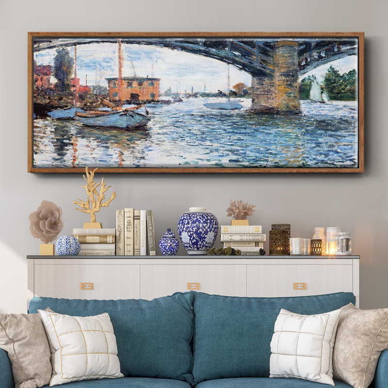 Le pont à Argenteuil, temps gris, 1874, H 20 po x l 50 po x P 1,5 po, Noyer