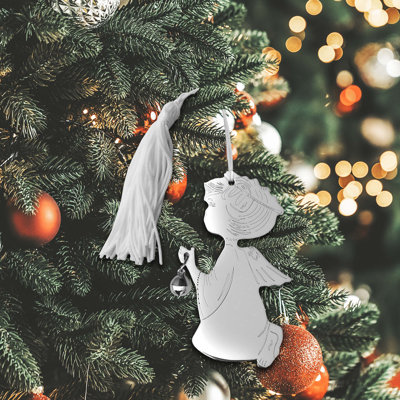 Ornement ange avec cloche et pampille blanche