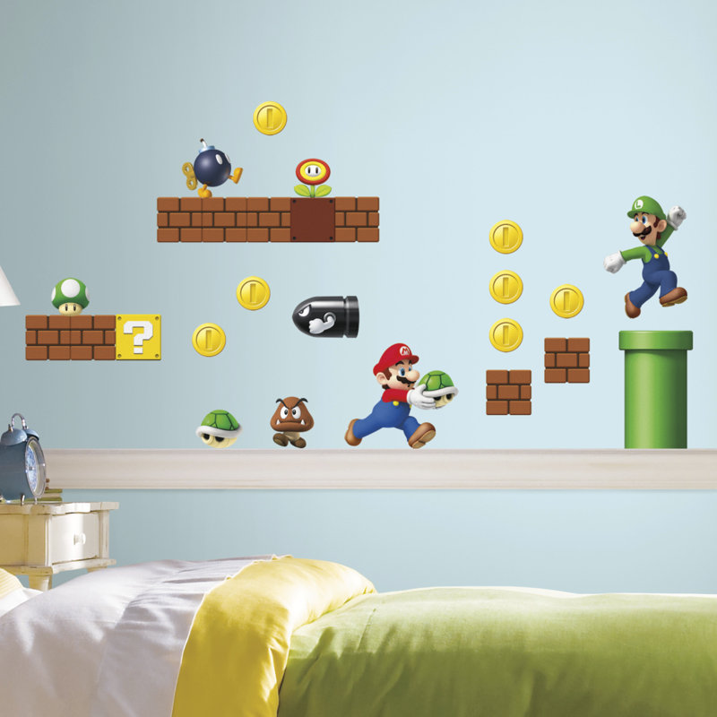 Décalcomanie murale super mario 45 pièces Nintendo