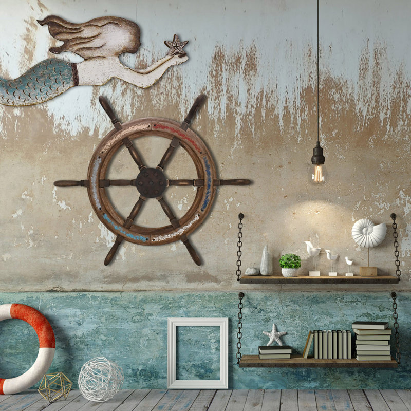 Roue (s) de bateau en bois, H 27 po x l 26 po x P 2 po
